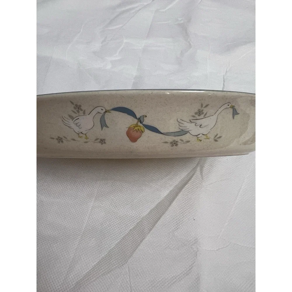 Vtg International Marmalade Goose Oval Handled Gratin Dish Vegetable Cottagecore